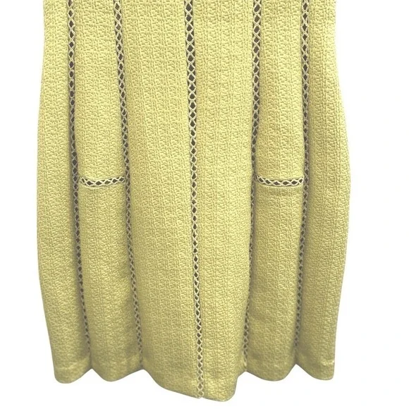 Rebecca‎ Taylor Cocktail Mini Dress Yellow Chartreuse Ladder Stitch Sleeveless 2 - Picture 10 of 12